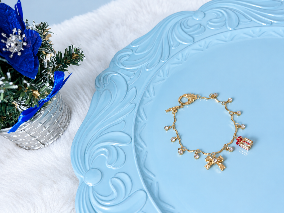 クリスマスリボン チャームブレスレット